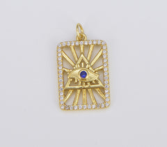 18K Gold Filled Evil Eye Tag Charm, CP1545