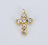 18K Gold Cross Charm, Minimalist Simple Cross Micro Pave Cubic Zirconia Necklace Pendant Bracelet Earrings for Religious Jewelry, CP1553