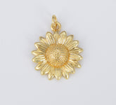 Dainty Sunflower Charm Gold Flower Charm for Bracelet Earring Necklace, 18K Gold Sun flower Charm for Summer Garden Inspired, 23x18mm CP1557