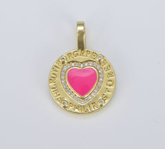 Enamel Heart Charm, Lovely Heart Pendant, Pink White Black Neon Yellow Heart Pendant ,Gold Filled Charm for Necklace Bracelet Jewelry CP1564