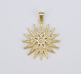 Dainty Gold Starburst Charm, 18K Gold North Star Pendant, Celestial Jewelry Minimalist Jewelry Making Supply, 31x26mm, CP1574