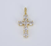 Oval Cut Cubic Cross Charm, 18K Gold Minimalist Simple Cross, Micro Pave Cross Charm for Bracelet Necklace Earring Component, CP1575