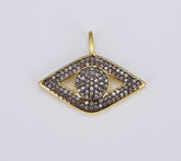 18K Gold Evil Eye Charm, Micro Pave Evil Eye Charm, Black Cubic Charms, CZ Gold Evil Eye Charm, Dainty Minimalist Jewelry Supply, CP1576