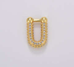 18K Gold U Link Geometric Charm, U Shape Pendant Charm Earring, U Chain Shape Pendant for Bracelet Necklace Earrings Jewelry Making, CP1582