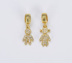 18K Gold Boy and Girl Charm, CZ Micro Pave Boy Girl Pendant, Kids Charm for Necklace Bracelet Earrings Jewelry Making Component, CP1585