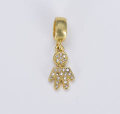 18K Gold Boy and Girl Charm, CZ Micro Pave Boy Girl Pendant, Kids Charm for Necklace Bracelet Earrings Jewelry Making Component, CP1585