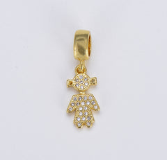 18K Gold Boy and Girl Charm, CZ Micro Pave Boy Girl Pendant, Kids Charm for Necklace Bracelet Earrings Jewelry Making Component, CP1585