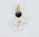 White Enamel Astronaut Star Charm, Enamel Robot Pendant Star Kids Monster Charm in 18K Gold for Necklace Earring Bracelet Component, CP1587