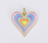 Gold Heart Charm, Enamel Heart Add On Charm Colorful Love Inspired, Gold Filled Over Brass Pendant for Necklace Bracelet Earrings, CP1588