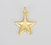 Dainty Gold Star Charm Necklace, 18K Gold Star Pendant for Bracelet Necklace DIY Jewelry Making Supply, 19x14mm, CP1590