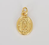 Dainty Gold Religious Our Lady of Guadalupe Miraculous Mary Medal Charm Pendant for Statement Necklace Minimalist Jewelry, 16x10mm, CP1602