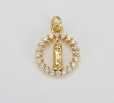 Gold Filled Virgin of Guadalupe Charm Medallion Round Hollow Virgin Mary Pendant, Virgin Mary Charm for Necklace Jewelry Making, CP1605