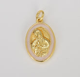 Virgin of Guadalupe Charm Gold Medallion Charm, Enamel Virgin Mary Religious Medal Pendant Religious Coin Catholic Enamel Jewelry, CP1606