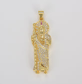 Gold St Jude Pendant San Judas Tadeo Medalla Charm medallion Patron Saint of Hopeless Cause Rosary Necklace Jewelry Supply, 41x13mm, CP1617