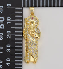 Gold St Jude Pendant San Judas Tadeo Medalla Charm medallion Patron Saint of Hopeless Cause Rosary Necklace Jewelry Supply, 41x13mm, CP1617