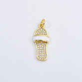 18K Gold Filled Sandal Charm, CZ Micro Pave Enamel Slipper Pendant, Summer Slipper Pendant for Necklace Bracelet Earrings Making, CP1623