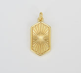 Gold Hexagon Pendant Gold Filled Sunburst Charm Necklace Boho Chic Gold Geometric Necklace Vintage Style Gold Medallion Charm, CP1626