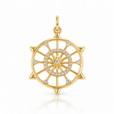 Gold Filled Sunburst Medal Charm, Sun Medallion Pendant, Celestial North Star Coin Charms, Wholesale Jewelry Crafting Making Supply, CP1633