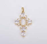 Cubic Cross Pendant with Virgin Mary, Cross Charm, Religious Cross Pendant, Cubic Zirconia Catholic Christian Cross for Baptism Gift, CP1640