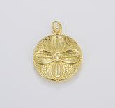 Dainty Lucky Clover Coin Charm, Gold Filled 4 Leaf Clover Charm, Lucky Clover Pendant for Necklace Bracelet Jewelry Making Supply, CP1648