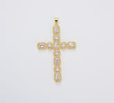 Micro Pave Cubic Cross Charm, Gold Filled Minimalist Simple Cross, DIY Religion Jewelry Making Findings, 55x35mm, CP1654