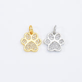 18K Gold Filled Tiny Paw Print Charm, Dainty Dog Cat Paw Charm for Bracelet Necklace Earring Component, Cat Dog Pet Lover Gift, 12x12mm, CP1661