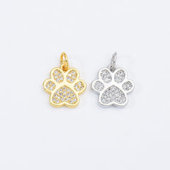 18K Gold Filled Tiny Paw Print Charm, Dainty Dog Cat Paw Charm for Bracelet Necklace Earring Component, Cat Dog Pet Lover Gift, 12x12mm, CP1661