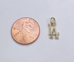 18K Gold Filled LA Initial Baseball Fan Charm, Los Angeles Necklace Charm, LA Necklace, 12x7mm, CP1670