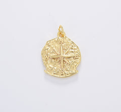 Gold Dainty Compass Charm, Gold Filled Compass Pendant, North Star Charm, Travel Charm, Nautical Charm for Bracelet Earring Necklace, CP1673