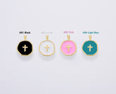 18K Gold Filled Dainty Enamel Cross Charm, Gold Filled Cross Pendant for Bracelet Earring Necklace Component, Minimalist Religious Jewelry Charm, CP1674