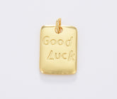 Gold Filled Good Luck Tag Charm, Bar Plate Good Luck Pendant Charm for Necklace Bracelet Jewelry Making Component, 18x12mm, CP1679