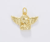 Gold Cupid Charm, Cherub Angel, Gold Filled Guardian Angel Pendant for Necklace Bracelet Earring Component, 19x15mm, CP1680