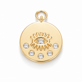 Evil Eye Medallion Charm, Dainty Gold Filled CZ Evil Eye Pendant for Necklace Earring Bracelet Supply, Amulet Protection, CP1681