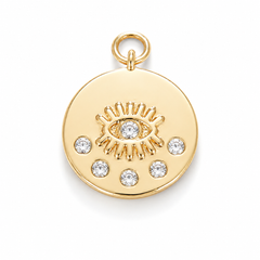 Evil Eye Medallion Charm, Dainty Gold Filled CZ Evil Eye Pendant for Necklace Earring Bracelet Supply, Amulet Protection, CP1681