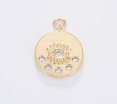 Evil Eye Medallion Charm, Dainty Gold Filled CZ Evil Eye Pendant for Necklace Earring Bracelet Supply, Amulet Protection, CP1681