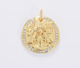 Bee Coin CZ Pave Gold Filled Charm, Insect Charm Pendant Round Golden Charm, Gold Disc, Queen Bee Charm for Necklace Bracelet, CP1686