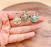 Dainty Evil Eye Charm, Gold Filled Evil Eye Pendant in Pearl Abalone Turquoise, Sun Ray Charm, Sunburst Charm, Bohemian Jewelry, CP1693