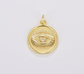 Gold Filled Eye Charm, Mystic Eye Pendant Amulet Evil Eye Charm, Occult Symbol, Third Eye, Lucky Evil Eye Pendant, 29x15mm, CP1695