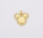 18K Gold Filled Dainty Mouse Head Charm, Gold Filled CZ Micro Pave Mouse Head Pendant, Animal Charm, 19x18mm, CP1696