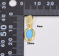 Mini Opal Oval Charm, Dainty Gold Charm Dainty Charm Bracelet Earring Necklace Supplies, Jewelry Making, 20x9mm, CP1702