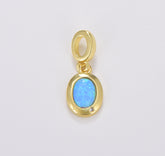 Mini Opal Oval Charm, Dainty Gold Charm Dainty Charm Bracelet Earring Necklace Supplies, Jewelry Making, 20x9mm, CP1702