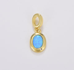 Mini Opal Oval Charm, Dainty Gold Charm Dainty Charm Bracelet Earring Necklace Supplies, Jewelry Making, 20x9mm, CP1702