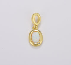 Mini Opal Oval Charm, Dainty Gold Charm Dainty Charm Bracelet Earring Necklace Supplies, Jewelry Making, 20x9mm, CP1702