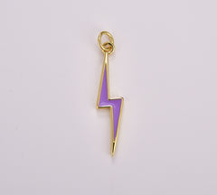 Enamel Lighting Gold Charm Colorful Bolt Pendant, Statement Jewelry Rock n Roll Wizard Thunder Pendant for Necklace Earring Bracelet, CP1707