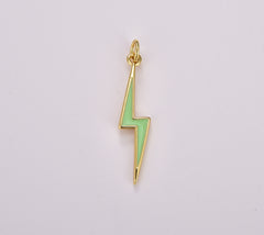Enamel Lighting Gold Charm Colorful Bolt Pendant, Statement Jewelry Rock n Roll Wizard Thunder Pendant for Necklace Earring Bracelet, CP1707