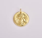 Gold Greek Warrior Heracles Coin Pendant, Ancient Gold Filled Coin Pendant, Earing DIY, Warrior Coin Pendant, Hercules Coin Pendant, CP1711