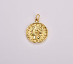 Ancient Roman Coin Charm Necklace, Delicate Layering Necklace, Gold Filled Roman Coin Ancient Greek Jewelry, Good Luck Amulet Gift, CP1713