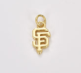 18K Gold Filled SF Initial Baseball Fan Charm, San Francisco Initial Pendant, San Francisco Baseball Team, Sports Charm, CP1734