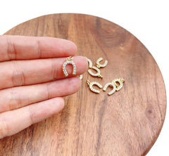 18K Gold Filled Dainty Horseshoe Charm, Horseshoe Pendant, CZ Micro Pave Horse Shoe for Necklace Bracelet Earrings Jewelry Making Supply, CP1740