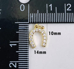 18K Gold Filled Dainty Horseshoe Charm, Horseshoe Pendant, CZ Micro Pave Horse Shoe for Necklace Bracelet Earrings Jewelry Making Supply, CP1740